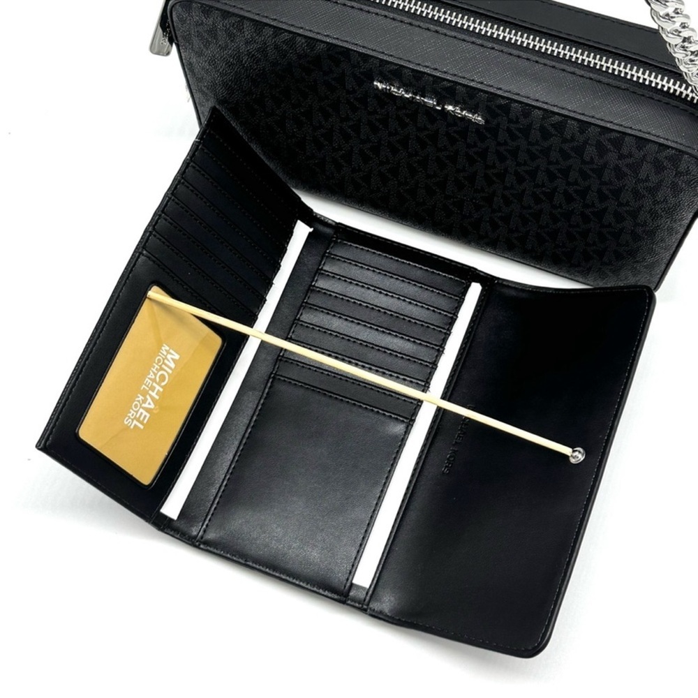 Michael Kors Large Jet Set Travel Logo Crossbody Bag & Matching Trifold Wallet - Picture 12 of 13